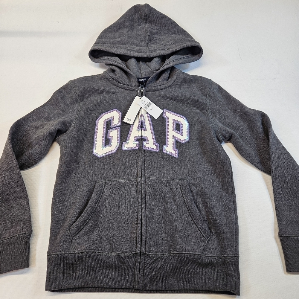 Gap Girls Hoodie NWT Sparkles Gray Large (10-11)